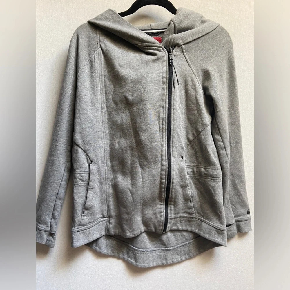 Nike Full Zip Hoodie Grey Sportswear Track Jacket Thumbholes Women's Sz S